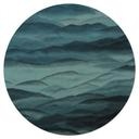 Sticker Mural Roerich Hills - Paysage Montagneux Bleu - Sir Edward x Grigory Gladarev - Rond