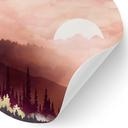 Muursticker Roze Zonsondergang boven het Bos - SpaceFrog Designs - Rond