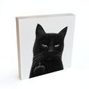 Tableau sur bois à poser - Chat noir effronté - Korenkova - 15x15 cm