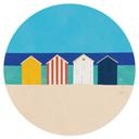 Muursticker Strandhuisjes aan zee - Rivers - Rond