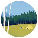 Wallsticker Camping vid skogen - Rivers - Rund