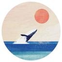 Muursticker Walvis in de zee - Rivers - Rond