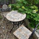 Table de jardin en mosaïque, 60 cm de diamètre robuste, intérieur et extérieur