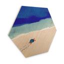 Hexagone Tableau sur bois Petite tortue au bord de la mer - Rivers
