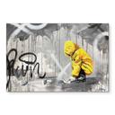 Wandbild Kind mit Papierschiff Streetart - Habib - Alu-Dibond - 45x30 cm