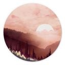Wanddecoratie Roze Zonsondergang boven het Bos - SpaceFrog Designs - Alu-Dibond Rond