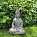 Statuette Bouddha Thai en pierre artificielle gris - 29x18x45 cm