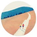 Wallsticker Cykeltur i bergen - Rivers - Rund