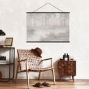 Textielposter Bos aan het meer in de mist in beige - Ms Tiff