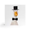 Tableau sur bois à poser - Gentleman Oie avec chapeau haut-de-forme - Korenkova - 15x15 cm