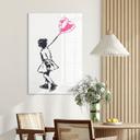 Tableau en verre acrylique Fille Street Art avec Ballon en Cœur - Habib