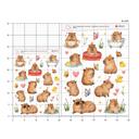 Planche de stickers capybaras mignons en été