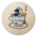Houten Wanddecoratie Grote Golf-thee in Hokusai-stijl - Trinidad - Rond