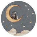 Sticker mural Lièvre et Ours sur la Lune - Oliver Robins - Rond