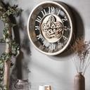 Retro Steampunk-Wanduhr mit Zahnrädern und arabischen Ziffern – Robustes Metall-Design Ø46 cm