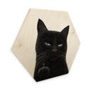 Trätavla hexagonale Chat noir effronté - Korenkova