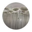 Poster Lotusbloemen met zwaan in water in grijs - Ms Tiff - Rond