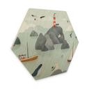 Hexagon Houten Wanddecoratie Maritiem Kustmotief met Vuurtoren - Oliver Robins