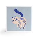 Holzbild zum Hinstellen Porzellan Katze Delfter Blau - Cantwell - 15x15 cm