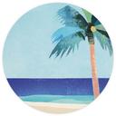 Behangcirkel Vakantiestrand met palmboom - Rivers