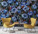 Sort blomstertapet Fototapet med planter 2,70 x 3,18 m