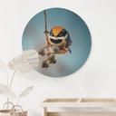 Wandbild Kleiner Vogel am Ast - Jacob Xu - Alu-Dibond Rund - Ø 20 cm