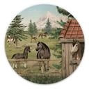 Houten Wanddecoratie Paardenwei in het Natuurpark - Oliver Robins - Rond