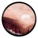 Ronde poster Roze Zonsondergang boven het Bos - SpaceFrog Designs - Rond