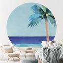 Behangcirkel Vakantiestrand met palmboom - Rivers