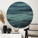Sticker Mural Roerich Hills - Paysage Montagneux Bleu - Sir Edward x Grigory Gladarev - Rond