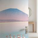 Film adhésif pour porte Lac aux couleurs pastel avec flamants roses - Rivers