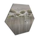 Zeshoek Wanddecoratie lotusbloemen met zwaan in water in grijs - Ms Tiff - Alu-Dibond