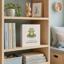Holzbild zum Hinstellen - Frosch mit Mutmachspruch 'Ich atme ruhig'