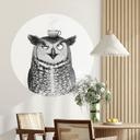 Wallsticker Rolig uggla med kaffe - Korenkova - Rund