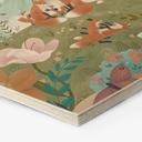 Hexagon Houten Wanddecoratie Vossenfamilie op de Bloemenweide - Oliver Robins