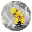 Wandtattoo Kind mit Papierschiff Streetart - Habib - Ø 30 cm