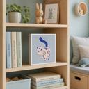 Holzbild zum Hinstellen Porzellan Katze Delfter Blau - Cantwell - 15x15 cm
