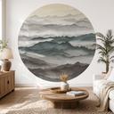 Fotobehang Roerich Light - Nevelig Berglandschap - Sir Edward x Grigory Gladarev - Rond