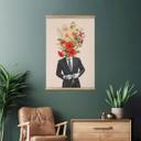 Tekstil plakat mand i jakkesæt med vilde blomster - Frida Floral Studio