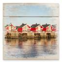 Cuadro de madera casas de vacaciones junto al mar - 40x41,5 cm