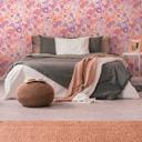 Papel pintado floral violeta naranja - papel pintado floral en estilo retro - papel pintado no tejido vintage