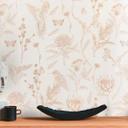 non-woven tapet med blomster og fugle hvid brun - tapet blomstermotiver i karakterstil