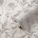 non-woven tapet med blomster og fugle sort og hvid - tapet med blomstermotiver