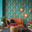 Blomstertapet, blomstertapet, Erismann Martinique turkis non-woven tapet