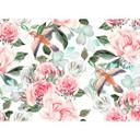 non-woven tapet Paradise birds roser fototapet Designwalls i hvid og pink 