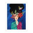 Póster mujer con colibrí en la noche estrellada - Hülya