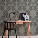 tapet med ornamenter i grå og bronze non-woven tapet A.S. Creation i barokstil