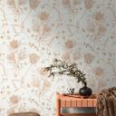 tapet med tegnede blomster hvid beige - non-woven tapet blomstret med blomster