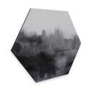 Hexagone - Alu-Dibond effet métallisé Nouveauprints - Coups de pinceau d'aquarelle (noir)