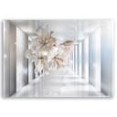 Canvasbillede, Blomster i 3D-tunnel